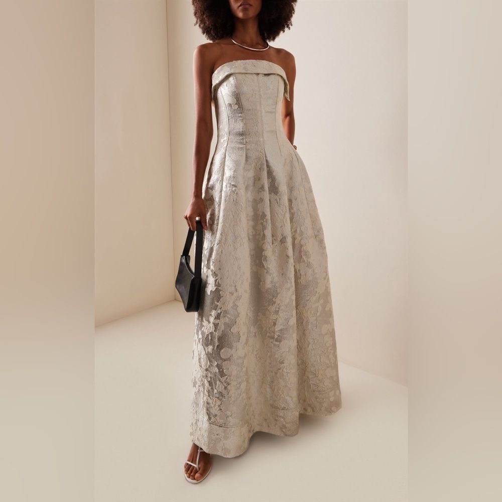 Simkhai Octavia Strapless Metallic Brocade Gown, NWT, Size 0-2 - Picture 7 of 15